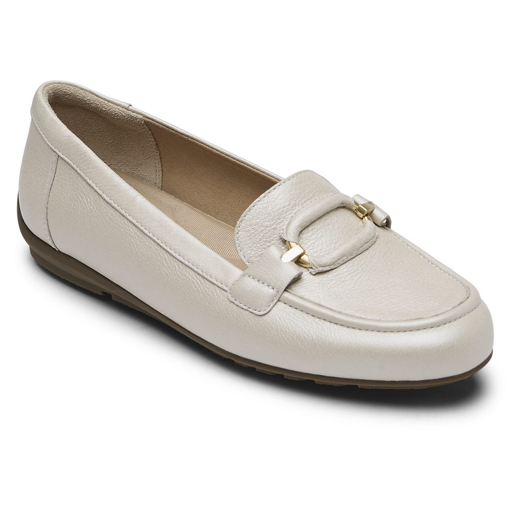 Mocasines Rockport Mujer Mexico - Total Motion Circle Driver Blancos - VBINS5038